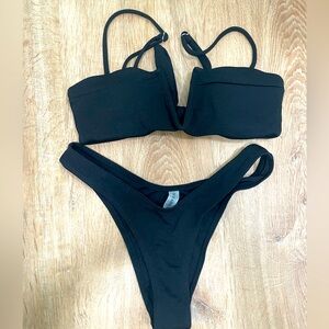 ZAFUL Women's Solid Spaghetti Strap Bralette Bikini Set Two piece NWOT small
